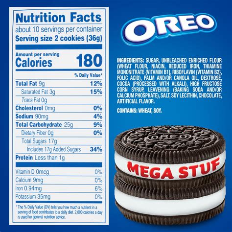 mega stuff oreo nutrition.